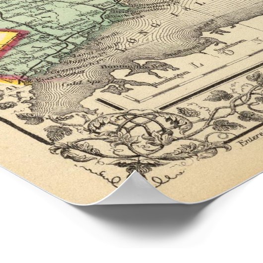 Mass, Conn, RI Map by Mitchell ポスター (角)