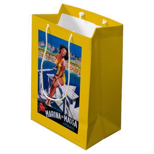 Massaのマリーナ旅行ポスター ミディアムペーパーバッグ (裏面アングル)