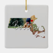 Massachusettsの州写真の挿入と町名 セラミックオーナメント (裏面)