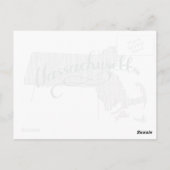 Massachusettsシェイプヴィンテージグレータイポグラフィ名 ポストカード (裏面)