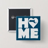 Massachusettsホームハート州ボタンバッジピン 缶バッジ (正面&裏面)