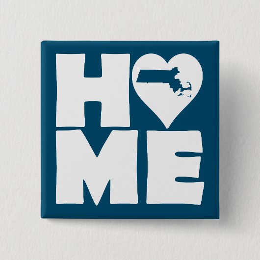 Massachusettsホームハート州ボタンバッジピン 缶バッジ (正面)