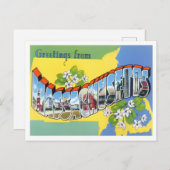 Massachusettsヴィンテージ大文字葉書 ポストカード (正面/裏面)