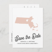 MASSACHUSETTS州宛先ウェディング任意の色 案内ポストカード (正面/裏面)