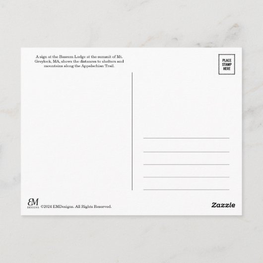 Massachusetts Appalachian Trail Postcard ポストカード (裏面)