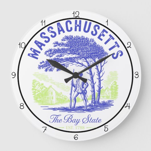 Massachusetts Bay State Minuteman  ラージ壁時計 (正面)