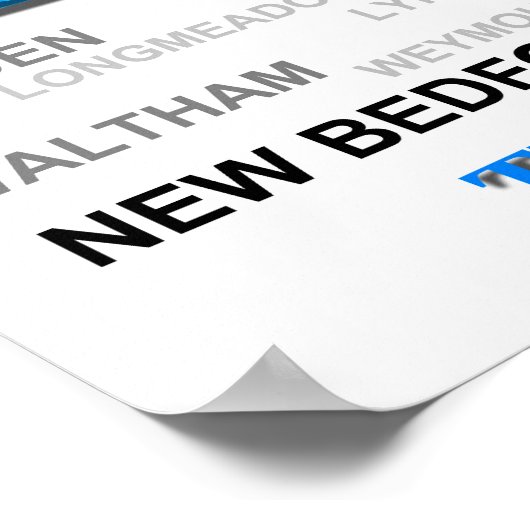 Massachusetts Cities and Towns State Pride Map ポスター (角)