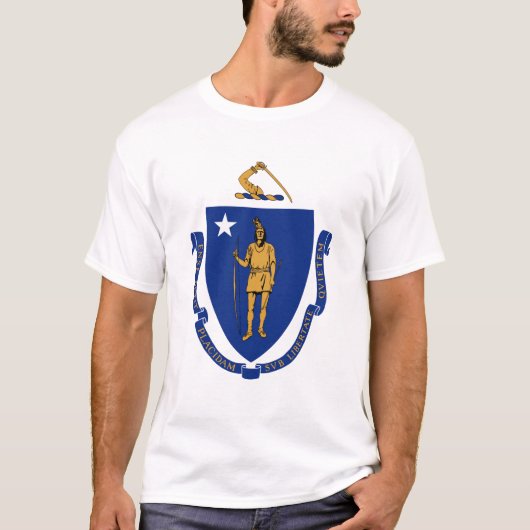 Massachusetts coat of arms, American T-Shirt Tシャツ (正面)