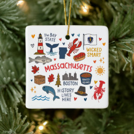Massachusetts Custom Family Trip Christmas セラミックオーナメント