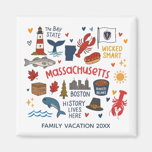 Massachusetts Family Trip Keepsake Custom マグネット (正面)