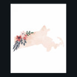 Massachusetts Floral Watercolor State ポスター<br><div class="desc">Massachusetts Floral Watercolor State</div>