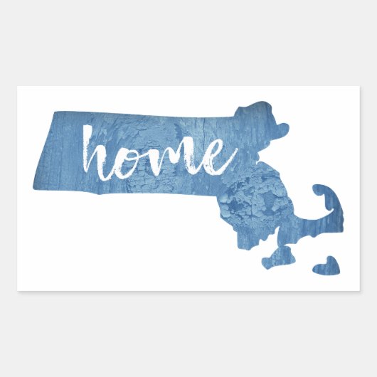 Massachusetts Home Wood Grain 長方形シール (正面)