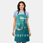 Massachusetts Night Cityscape | Boston City エプロン (着用した状態)