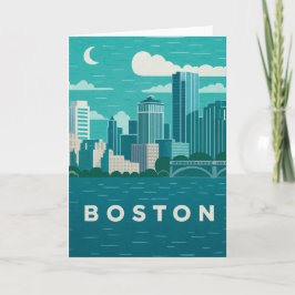 Massachusetts Night Cityscape | Boston City カード