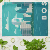 Massachusetts Night Cityscape | Boston City キッチンタオル (折り畳み)