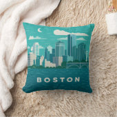 Massachusetts Night Cityscape | Boston City クッション (ブランケット)