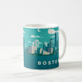Massachusetts Night Cityscape | Boston City コーヒーマグカップ (正面右)