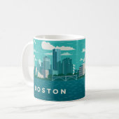 Massachusetts Night Cityscape | Boston City コーヒーマグカップ (正面左)