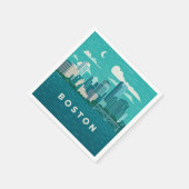 Massachusetts Night Cityscape | Boston City スタンダードカクテルナプキン (角)