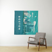 Massachusetts Night Cityscape | Boston City タペストリー (インサイチュ(横))