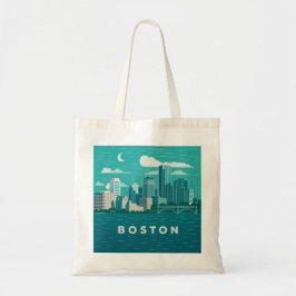 Massachusetts Night Cityscape | Boston City トートバッグ