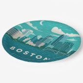 Massachusetts Night Cityscape | Boston City ペーパープレート (アングル)