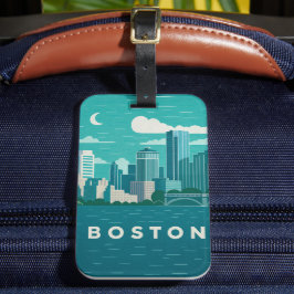 Massachusetts Night Cityscape | Boston City ラゲッジタグ