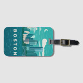 Massachusetts Night Cityscape | Boston City ラゲッジタグ (正面横)