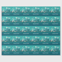 Massachusetts Night Cityscape | Boston City ラッピングペーパー