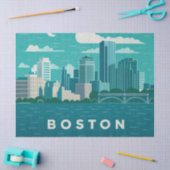 Massachusetts Night Cityscape | Boston City 薄葉紙 (クラフト)