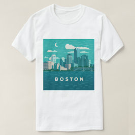 Massachusetts Night Cityscape | Boston City Tシャツ