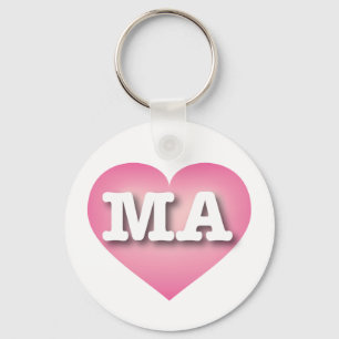 Massachusetts Pink Fadeハート- I love MA キーホルダー
