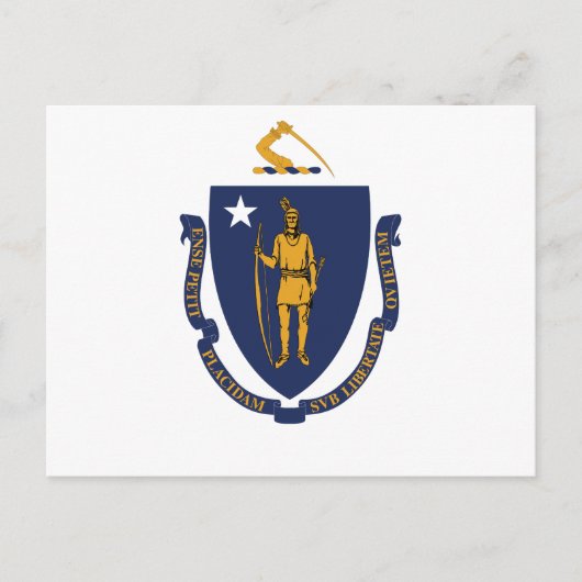 Massachusetts State Flag Bay State Indian & Motto  ポストカード (正面)