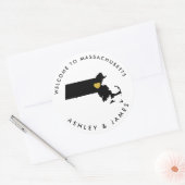 Massachusetts Wedding Welcome Sticker Tag, Black ラウンドシール (封筒)