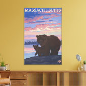 MassachusettsBearとCub キャンバスプリント (インサイチュ (リビング))