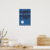 MassachusettsBear in the Moonlight ポスター (キッチン)