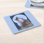 MassachusettsHowlingのオオカミ スクエアペーパーコースター (アングル)