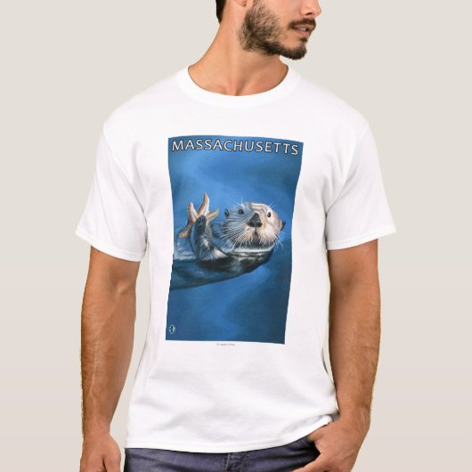 MassachusettsSeaのカワウソ場面 Tシャツ (正面)