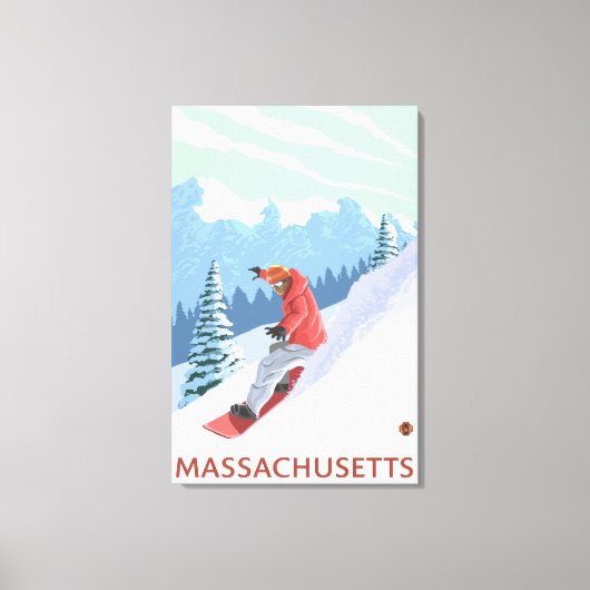 MassachusettsSnowboarderシーン キャンバスプリント (正面)