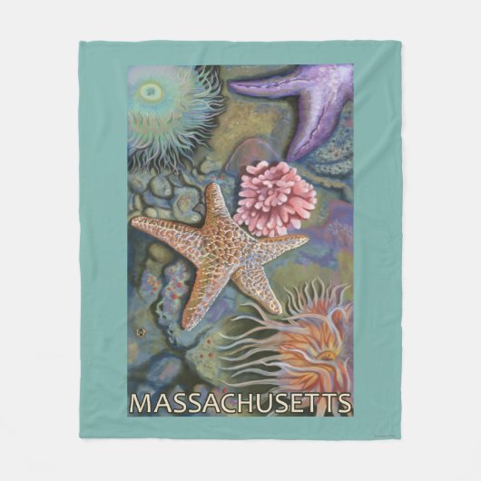 MassachusettsTidepool場面 フリースブランケット (正面)