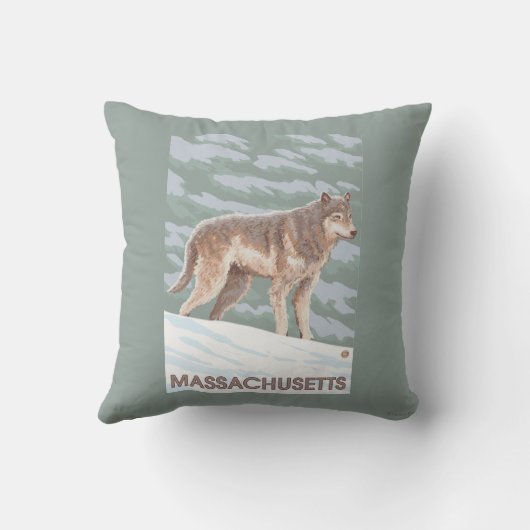 MassachusettsWolf場面 クッション (裏面)