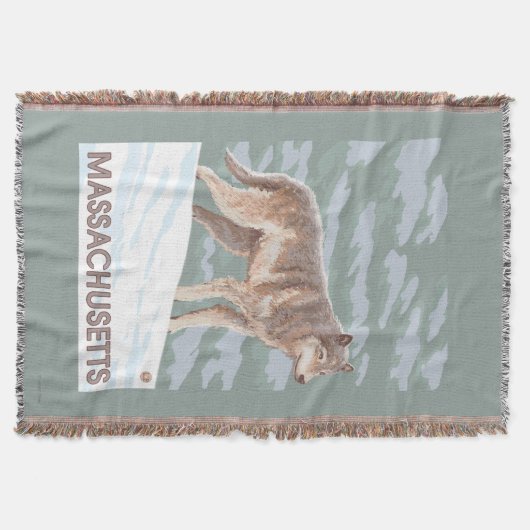 MassachusettsWolf場面 スローブランケット (正面)