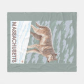 MassachusettsWolf場面 フリースブランケット (正面(横))