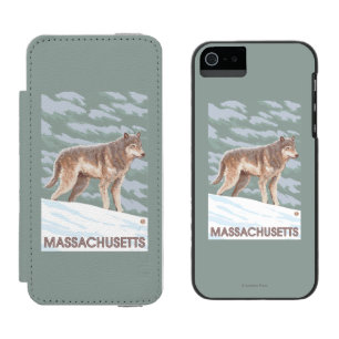 MassachusettsWolf場面 iPhone SE/5/5sウォレットケース
