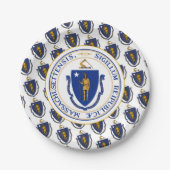 Massachusite Flag & Seal, Massachusetts ペーパープレート (正面)