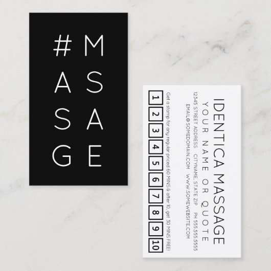 #MASSAGE hashtagロイヤリティパンチカード ロイヤリティカード (正面/裏面)
