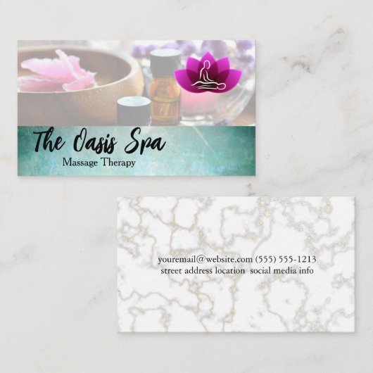 Massage Lotus Flower Logo | Spa Resort 名刺 (正面/裏面)