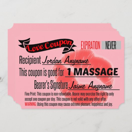 MASSAGE Loveクーポン(唇つき) (正面/裏面)