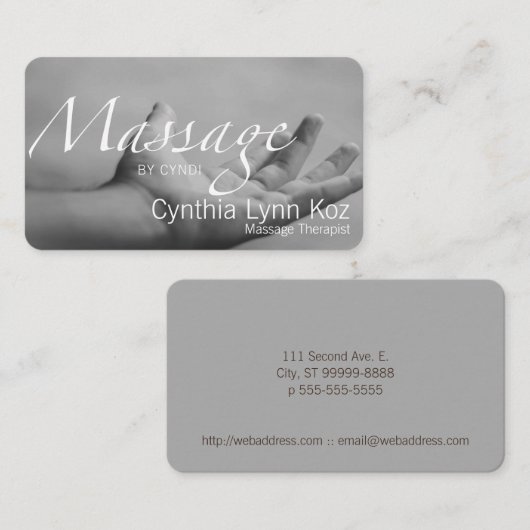 Massage Text One Hand Photo Background 名刺 (正面/裏面)