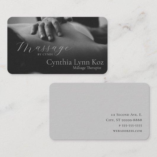 Massage Text Photo BW Hands Background 名刺 (正面/裏面)